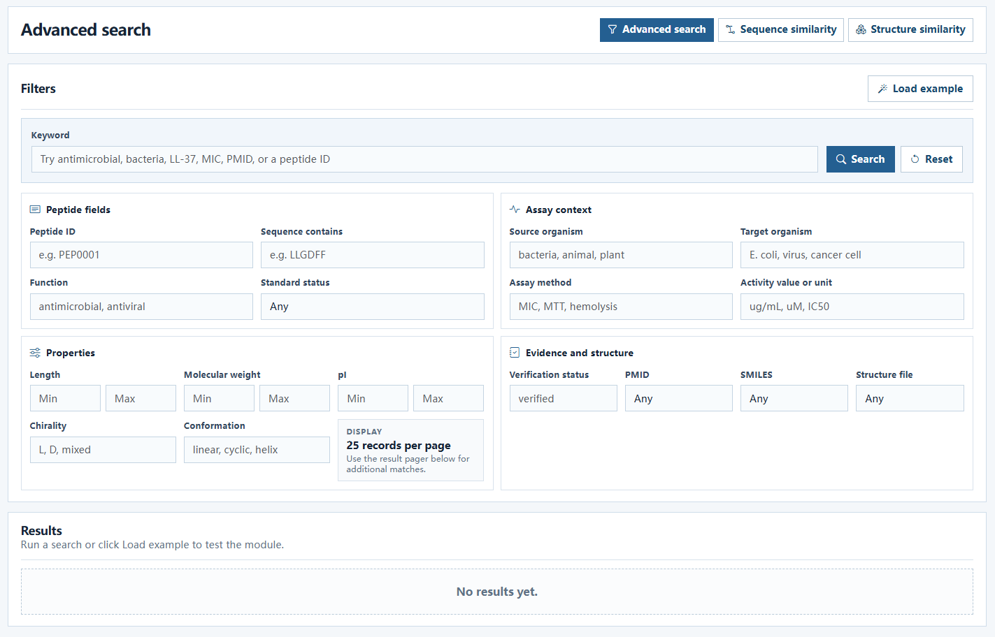Advanced Search page