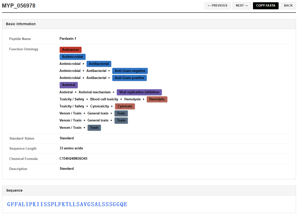 1st part of peptide detail page